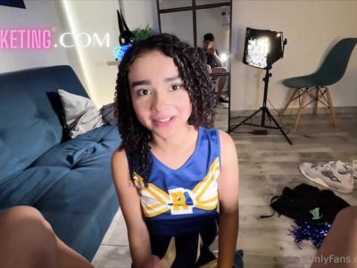 18-year-old virgin teen loses her virginity in hot blowjob casting - petite colombian babe